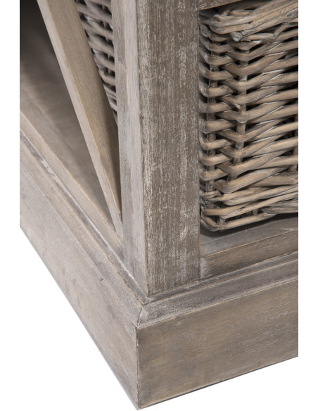 Meuble TV 2 tiroirs 2 niches Brighton en Bois de paulownia Naturel - 5