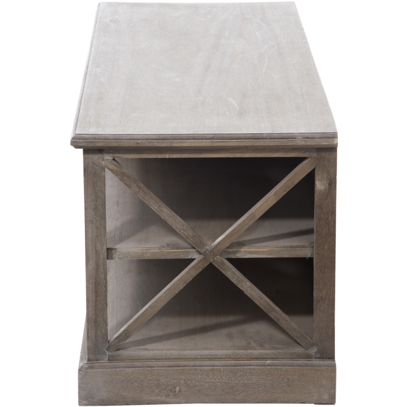 Meuble TV 2 tiroirs 2 niches Brighton en Bois de paulownia Naturel - 6