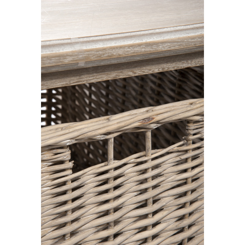 Table basse Rectangulaire Brighton en Bois de paulownia Naturel Avec rangement en rotin J-Line - 4