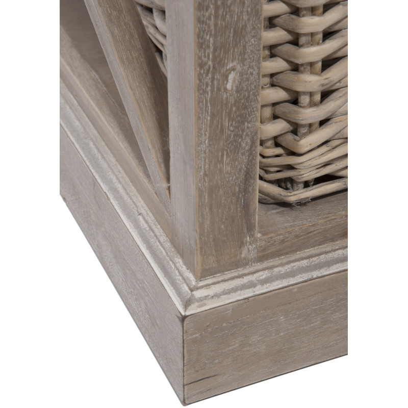 Table basse Rectangulaire Brighton en Bois de paulownia Naturel Avec rangement en rotin J-Line - 6