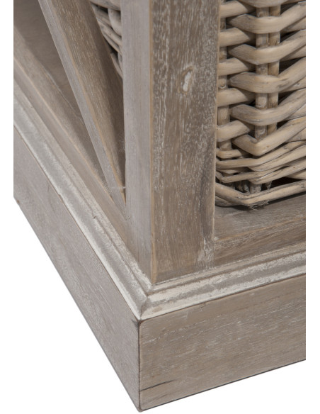 Table basse Rectangulaire Brighton en Bois de paulownia Naturel Avec rangement en rotin J-Line - 6