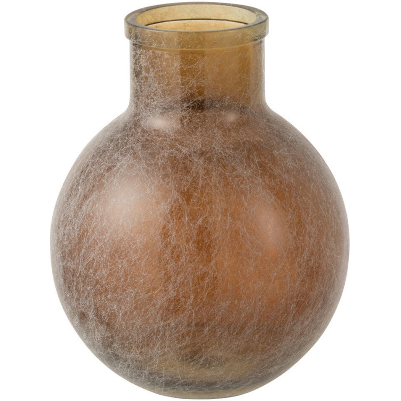 Vase Boule Kerbe Hauteur 30 cm en Verre Marron Effet vieilli - 1