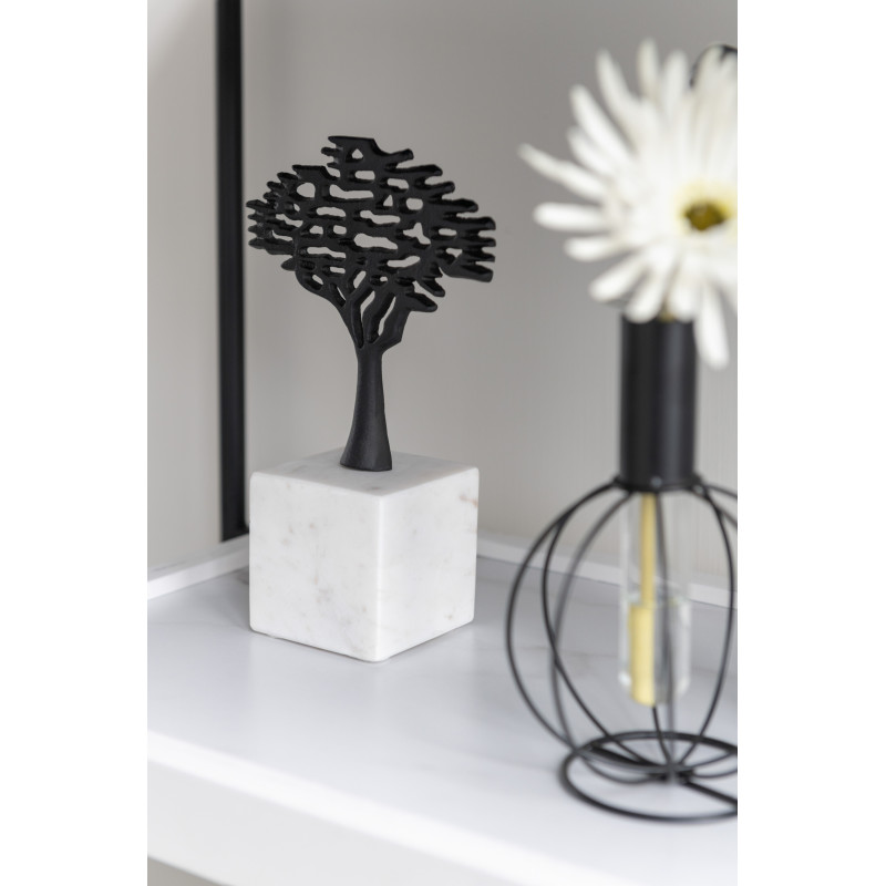 Décoration sur pied Arbres 20 cm Jumoku en Métal Noir Marbre Blanc (Lot de 3) - 2
