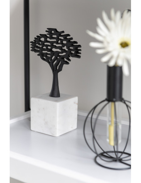 Décoration sur pied Arbres 20 cm Jumoku en Métal Noir Marbre Blanc (Lot de 3) - 2