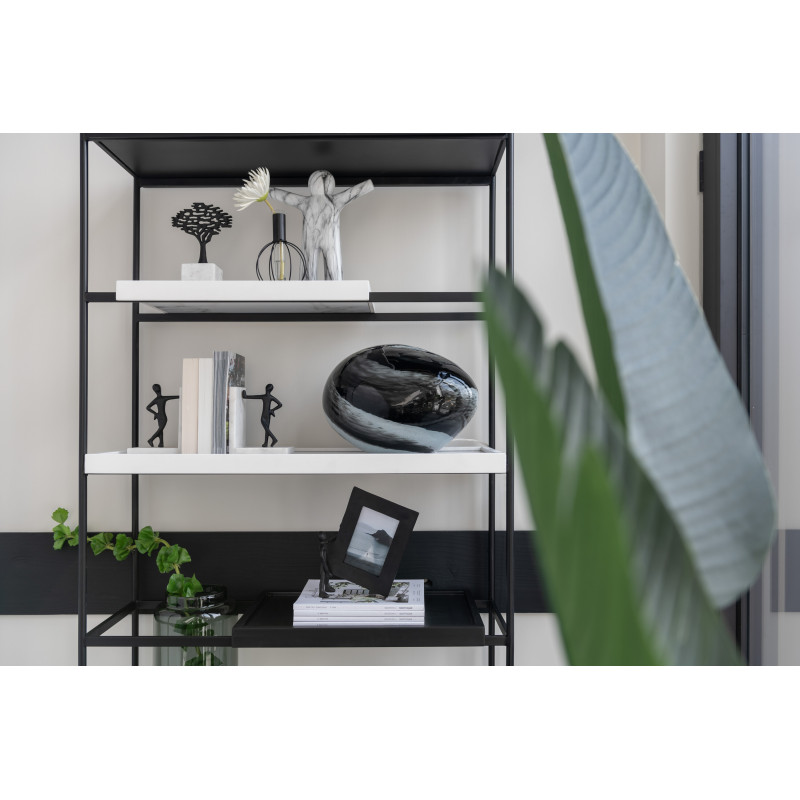 Décoration sur pied Arbres 20 cm Jumoku en Métal Noir Marbre Blanc (Lot de 3) - 3