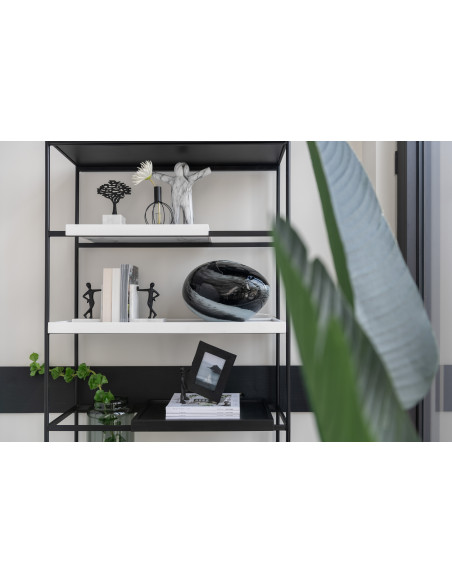 Décoration sur pied Arbres 20 cm Jumoku en Métal Noir Marbre Blanc (Lot de 3) - 3