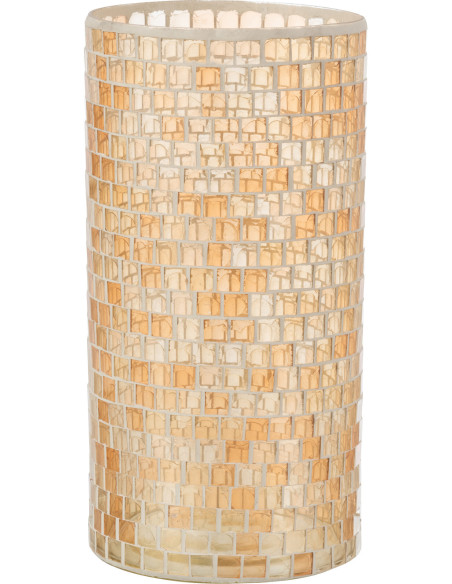 Vase Cylindrique Carrelio Hauteur 30 cm en Verre Orange Motif mosaïque - 1