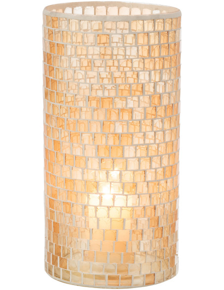 Vase Cylindrique Carrelio Hauteur 30 cm en Verre Orange Motif mosaïque - 2
