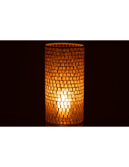 Vase Cylindrique Carrelio Hauteur 30 cm en Verre Orange Motif mosaïque - 3