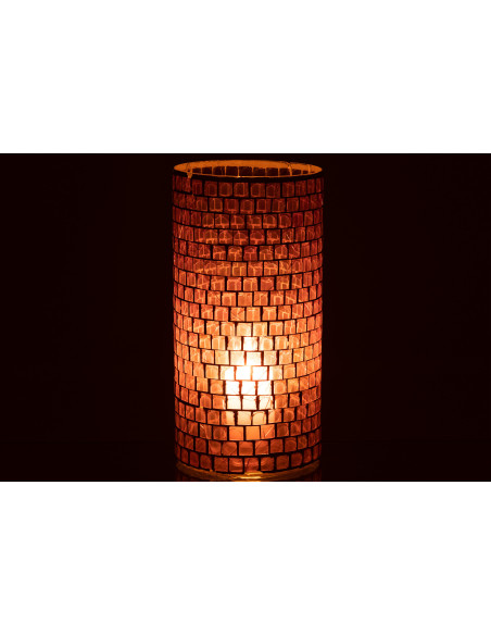 Vase Cylindrique Carrelio Hauteur 30 cm en Verre Mauve Motif mosaïque - 4