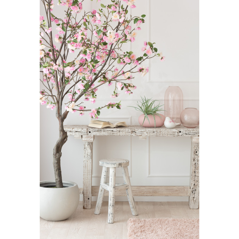 Vase Rond Ridges Hauteur 25 cm en Verre Rose - 2