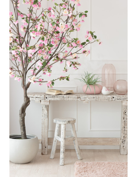 Vase Rond Ridges Hauteur 25 cm en Verre Rose - 2