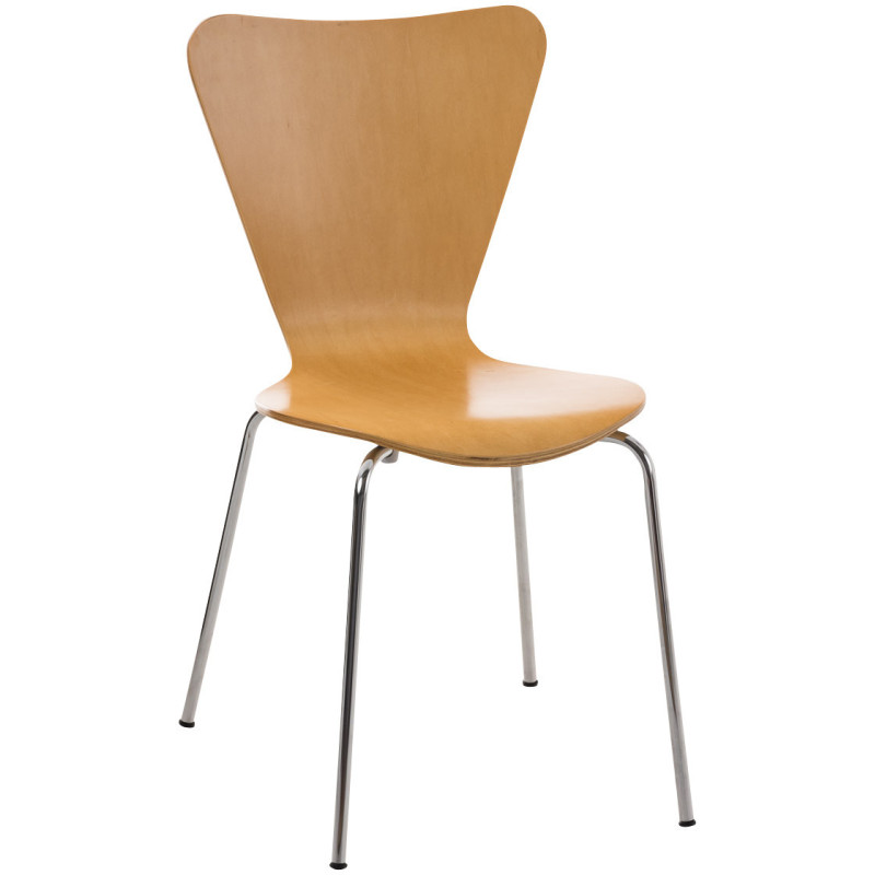 Chaise Candice en Bois Naturel Métal Chromé - 1