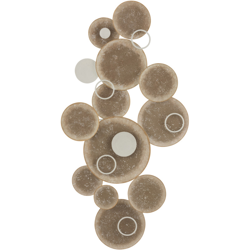 Déco Murale XL Cercles Jomana en Métal Marron Blanc 60x120 - 1