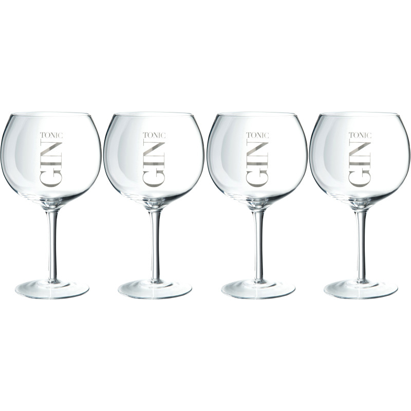 Verre à Gin Tonic Lemy en Verre Transparent Argenté (Lot de 4) - 1