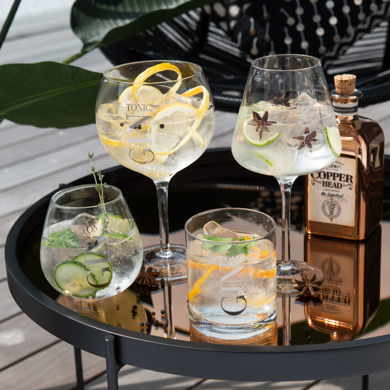 Verre à Gin Tonic Lemy en Verre Transparent Argenté (Lot de 4) - 2