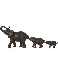 Statue déco Trio d'éléphants en résine marron 79 cm - 1