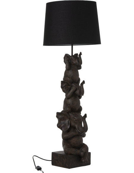 Lampe à poser Éléphants Tika en Résine Marron Polyester Noir - 1