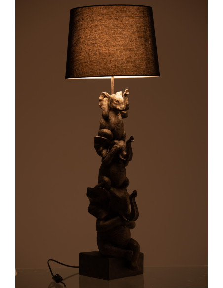 Lampe à poser Éléphants Tika en Résine Marron Polyester Noir - 3