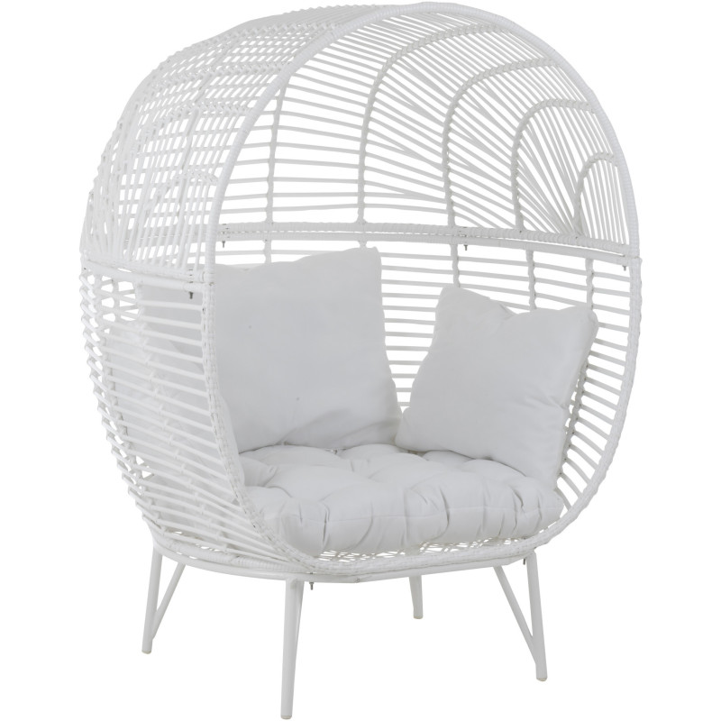Fauteuil boule en Métal Blanc Polyester Blanc Lounge - 1