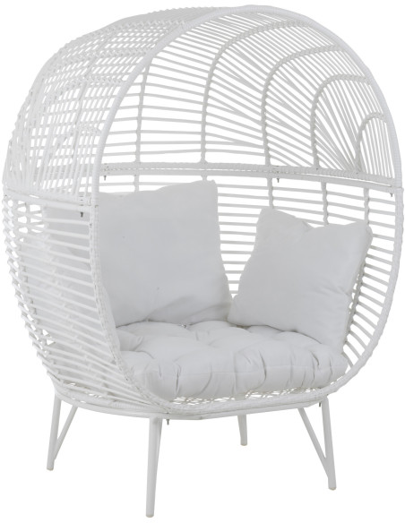 Fauteuil boule en Métal Blanc Polyester Blanc Lounge - 1