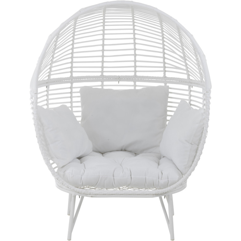 Fauteuil boule en Métal Blanc Polyester Blanc Lounge - 2