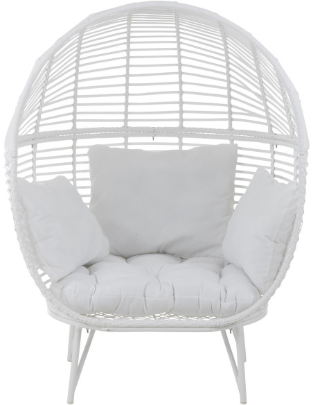 Fauteuil boule en Métal Blanc Polyester Blanc Lounge - 2