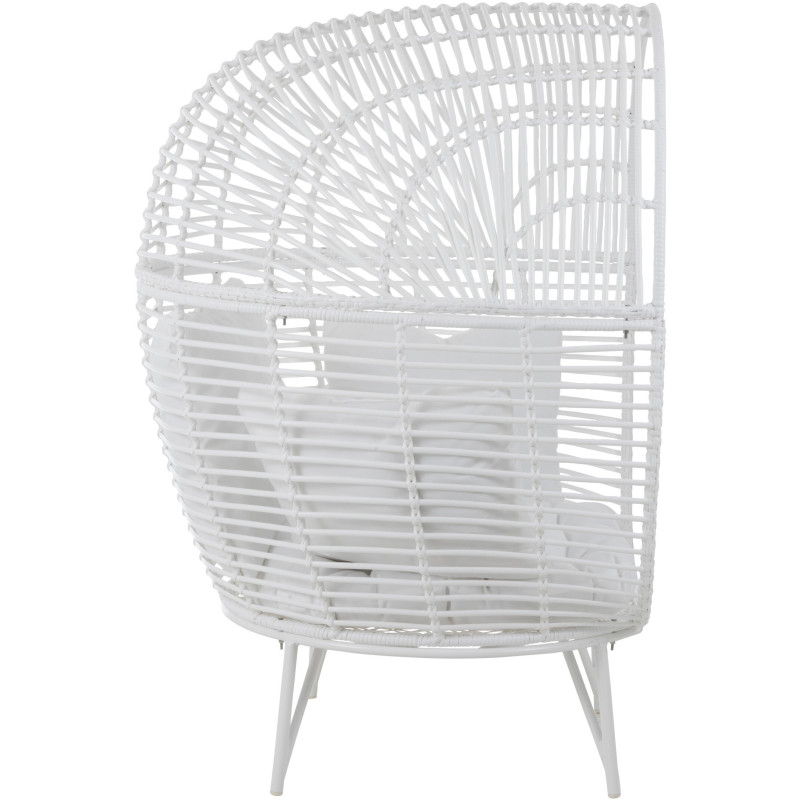 Fauteuil boule en Métal Blanc Polyester Blanc Lounge - 3