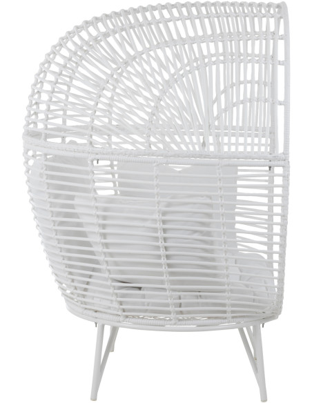 Fauteuil boule en Métal Blanc Polyester Blanc Lounge - 3