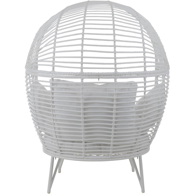 Fauteuil boule en Métal Blanc Polyester Blanc Lounge - 4