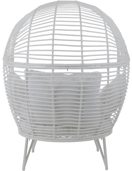 Fauteuil boule en Métal Blanc Polyester Blanc Lounge - 4