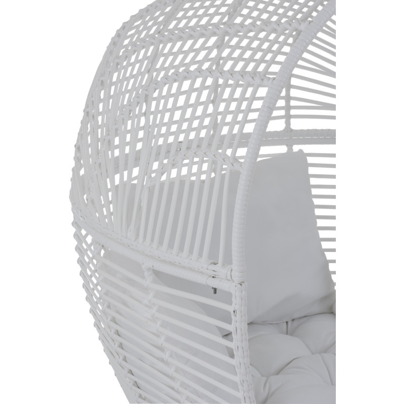 Fauteuil boule en Métal Blanc Polyester Blanc Lounge - 5