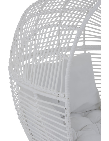 Fauteuil boule en Métal Blanc Polyester Blanc Lounge - 5