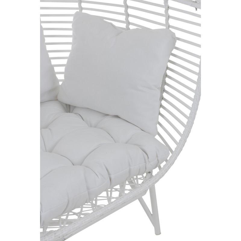 Fauteuil boule en Métal Blanc Polyester Blanc Lounge - 6
