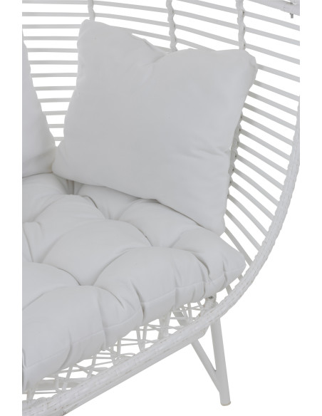 Fauteuil boule en Métal Blanc Polyester Blanc Lounge - 6