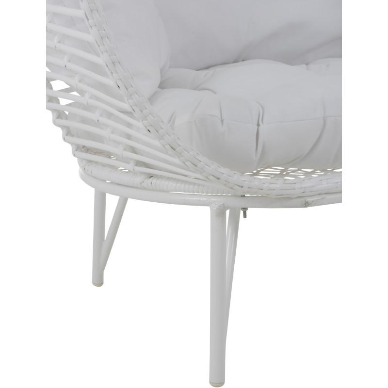 Fauteuil boule en Métal Blanc Polyester Blanc Lounge - 7