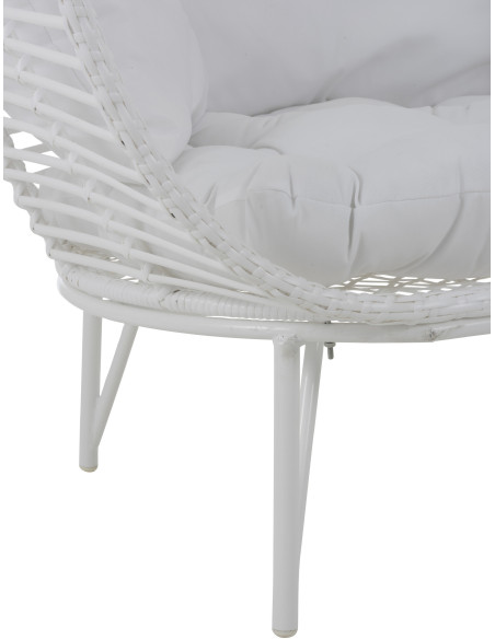 Fauteuil boule en Métal Blanc Polyester Blanc Lounge - 7