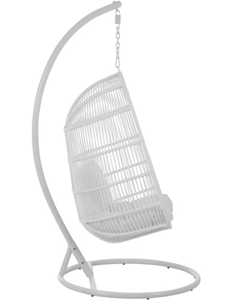 Fauteuil suspendu Ovale avec pied Paradiso en Osier Blanc Métal Blanc Coton Blanc - 3