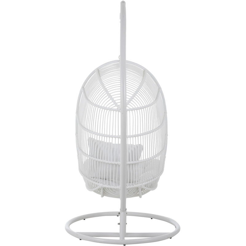 Fauteuil suspendu Ovale avec pied Paradiso en Osier Blanc Métal Blanc Coton Blanc - 4