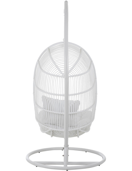 Fauteuil suspendu Ovale avec pied Paradiso en Osier Blanc Métal Blanc Coton Blanc - 4