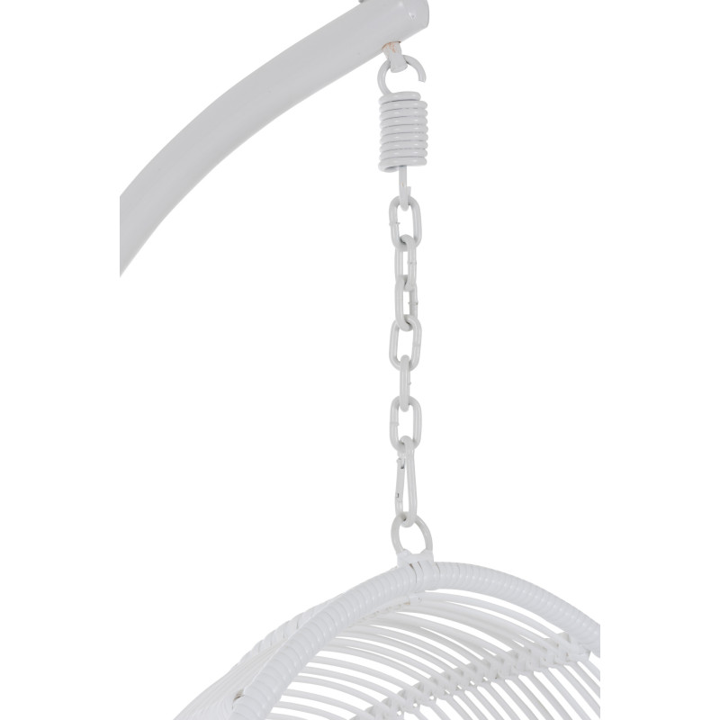 Fauteuil suspendu Ovale avec pied Paradiso en Osier Blanc Métal Blanc Coton Blanc - 5