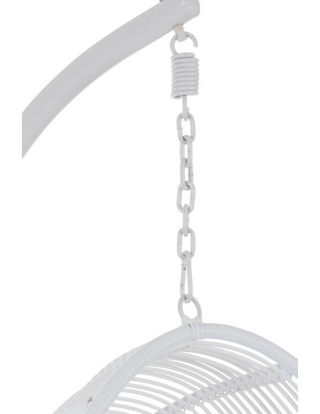 Fauteuil suspendu Ovale avec pied Paradiso en Osier Blanc Métal Blanc Coton Blanc - 5