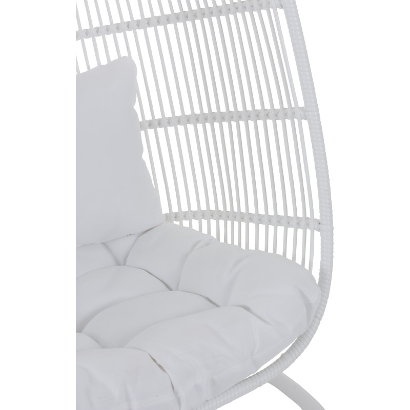 Fauteuil suspendu Ovale avec pied Paradiso en Osier Blanc Métal Blanc Coton Blanc - 6