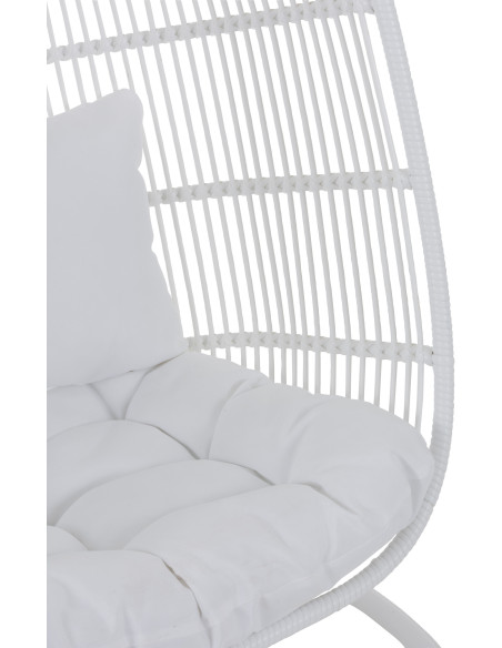 Fauteuil suspendu Ovale avec pied Paradiso en Osier Blanc Métal Blanc Coton Blanc - 6