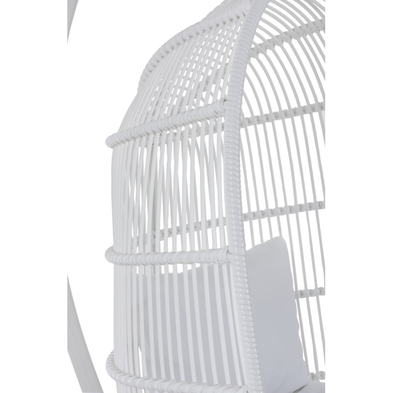 Fauteuil suspendu Ovale avec pied Paradiso en Osier Blanc Métal Blanc Coton Blanc - 7