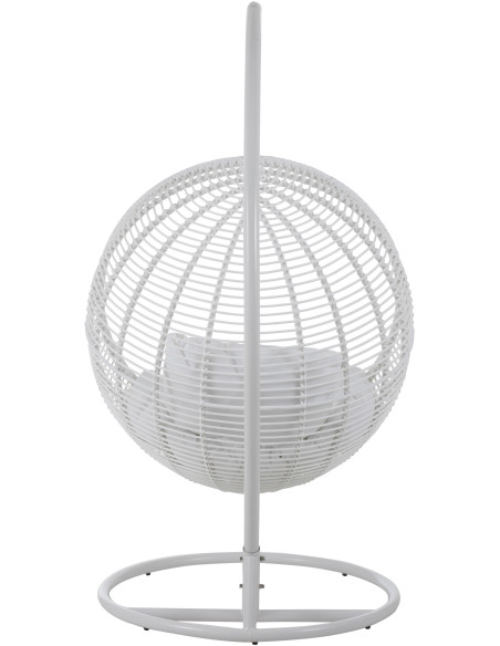 Fauteuil suspendu Rond avec pied Paradiso en Osier Blanc Métal Blanc Coton Blanc - 5