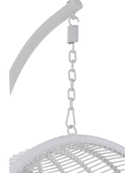 Fauteuil suspendu Rond avec pied Paradiso en Osier Blanc Métal Blanc Coton Blanc - 6
