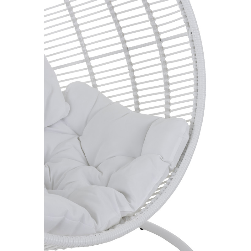Fauteuil suspendu Rond avec pied Paradiso en Osier Blanc Métal Blanc Coton Blanc - 7