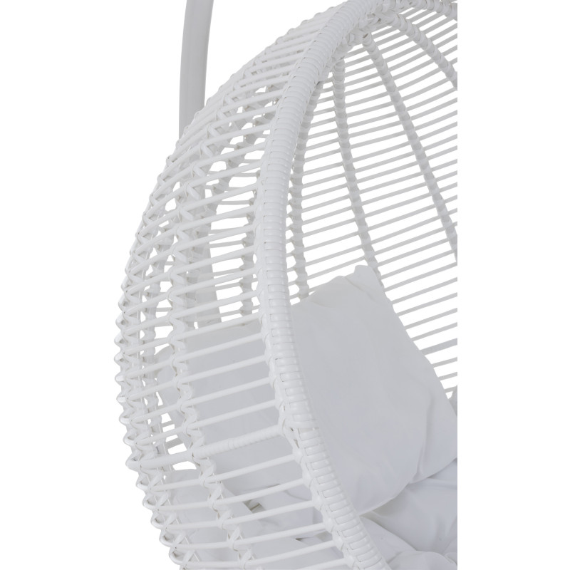 Fauteuil suspendu Rond avec pied Paradiso en Osier Blanc Métal Blanc Coton Blanc - 8