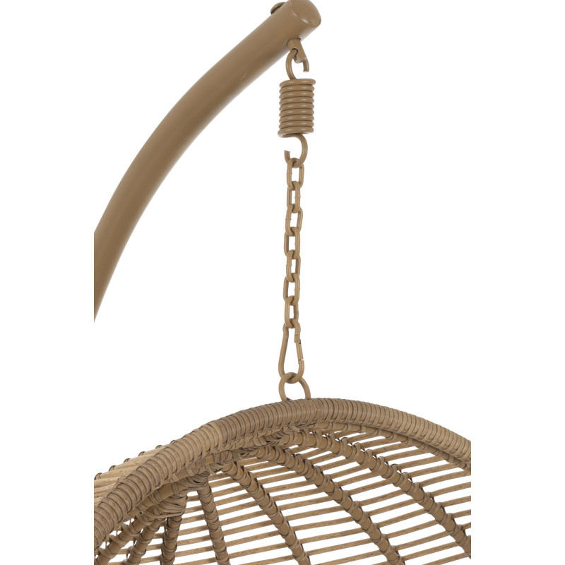 Fauteuil suspendu Rond avec pied Paradiso en Osier Beige Métal Beige Coton Blanc - 6